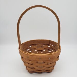 Vintage 1993 Longaberger Made in USA Tall Handle Hand-Woven Basket 6 in x 4 in